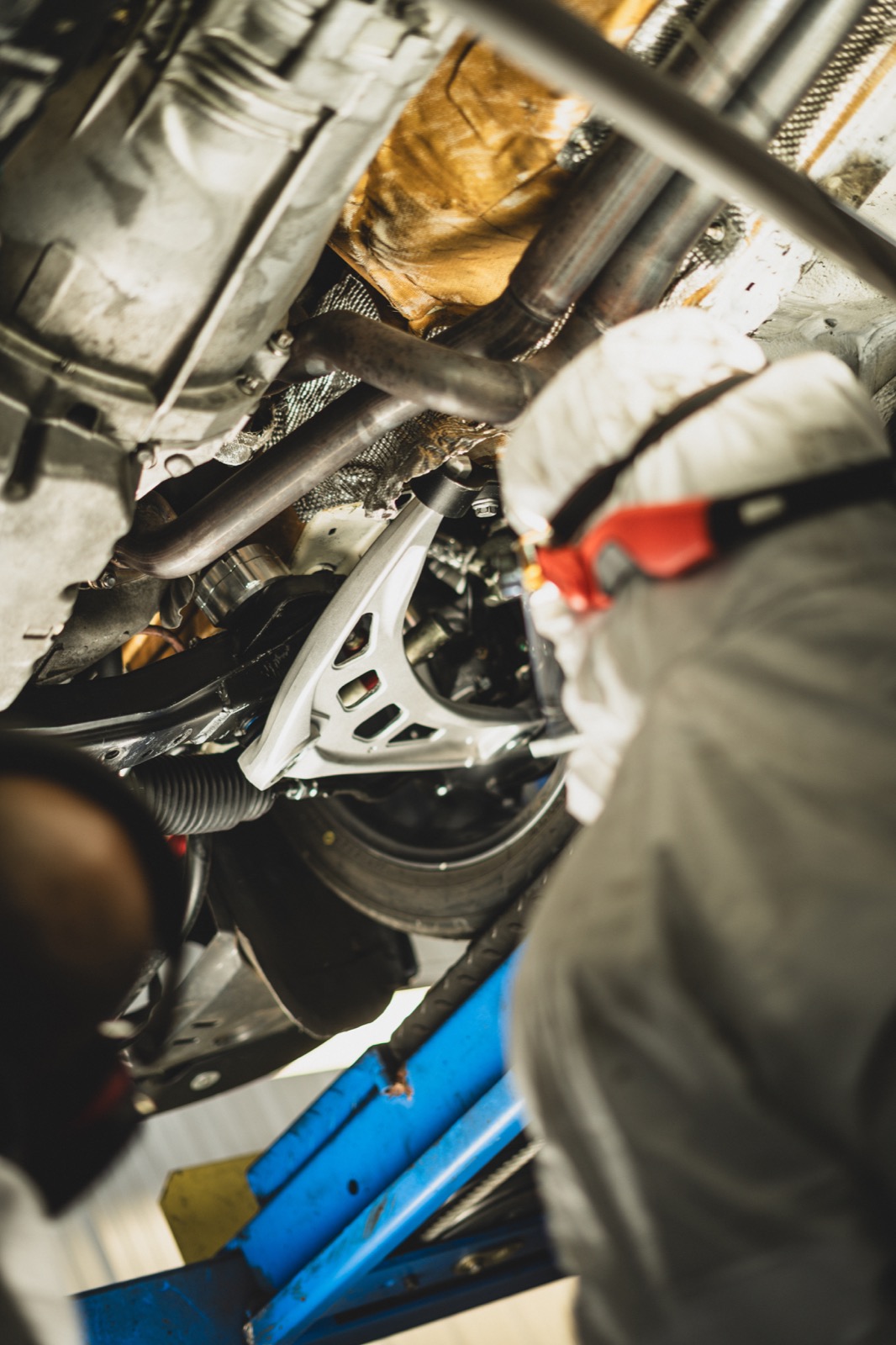 Undercarriage cleaning in progress